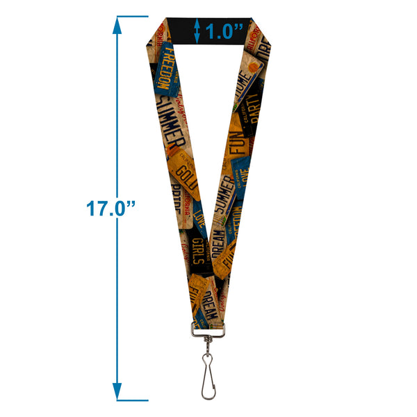 Buckle-Down Lanyard - 1.0" - Cali License Plates Stacked Vintage
