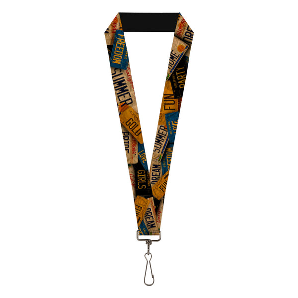 Buckle-Down Lanyard - 1.0" - Cali License Plates Stacked Vintage
