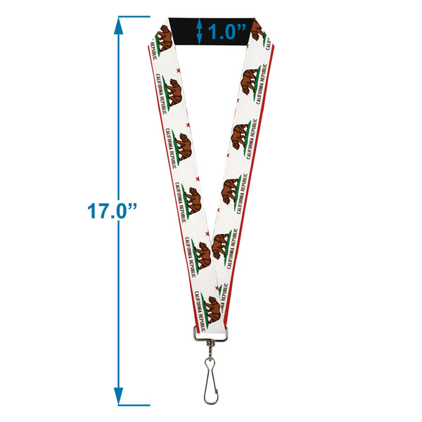 Buckle-Down Lanyard - 1.0" - California State Flag White