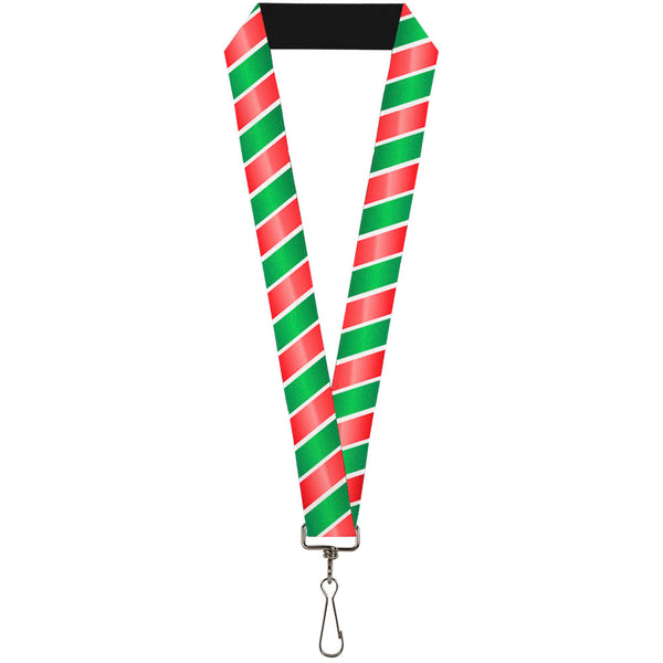 Buckle-Down Lanyard - 1.0" - Candy Cane4 White Red Green