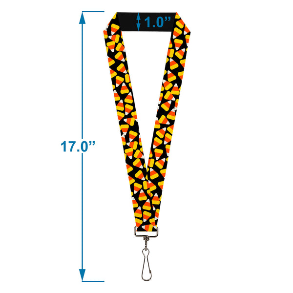 Buckle-Down Lanyard - 1.0" - Candy Corn Scattered Black/Yellow/Orange/White