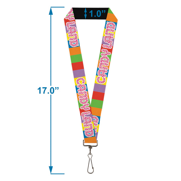 Buckle-Down Lanyard - 1.0" - CANDY LAND Game Logo Color Blocks Multi Color