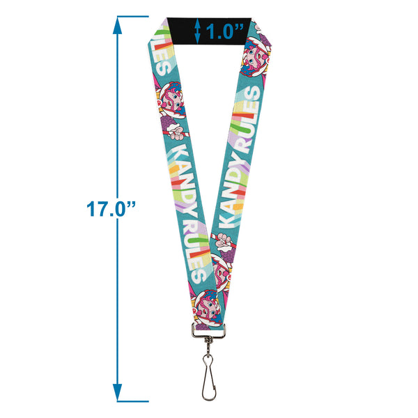 Buckle-Down Lanyard - 1.0" - Candy Land KANDY RULES King Kandy Pose Teal/Multi Color