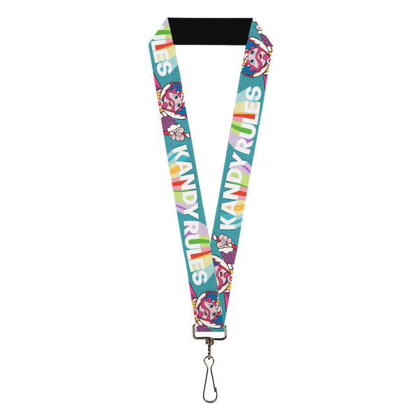 Buckle-Down Lanyard - 1.0" - Candy Land KANDY RULES King Kandy Pose Teal/Multi Color