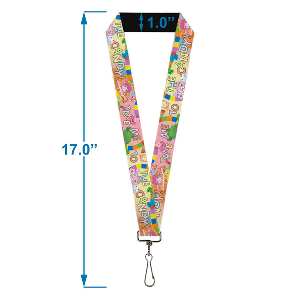 Buckle-Down Lanyard - 1.0" - Candy Land TAKE ME TO THE CANDY Character Collage Multi Color