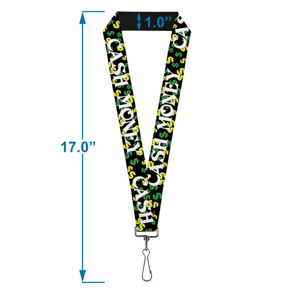 Buckle-Down Lanyard - 1.0" - CASH MONEY W $$$ Black White Yellow Green