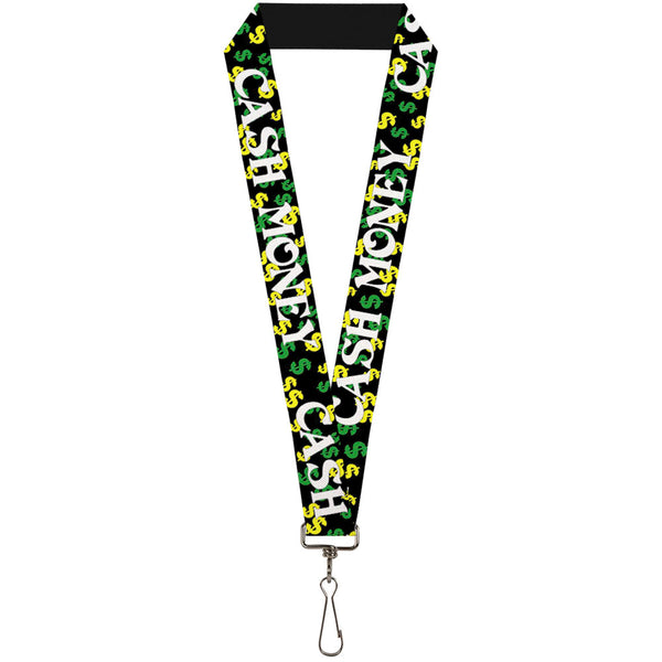 Buckle-Down Lanyard - 1.0" - CASH MONEY w $$$ Black White Yellow Green