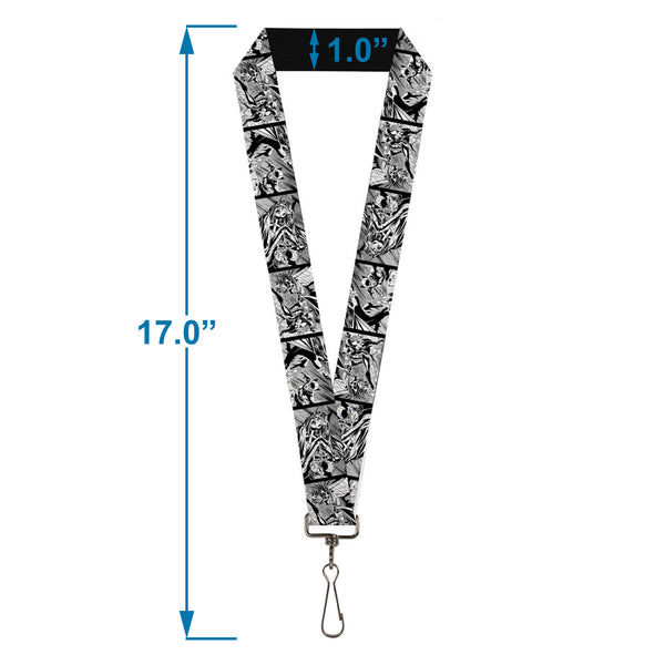 Buckle-Down Lanyard - 1.0" - Catwoman Huntress Hush Battle Scene Comic Panels Grays Black