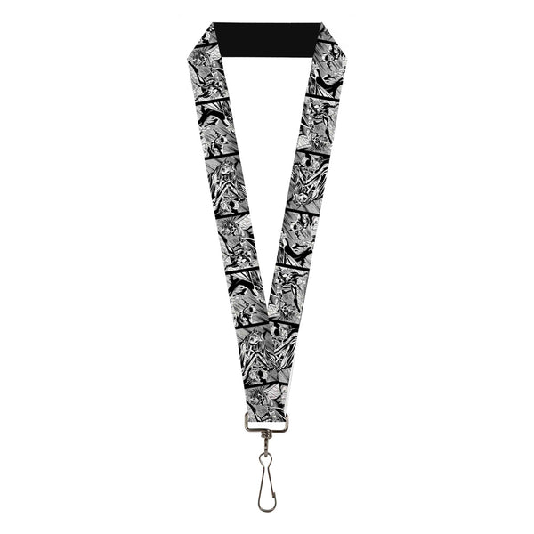 Buckle-Down Lanyard - 1.0" - Catwoman Huntress Hush Battle Scene Comic Panels Grays Black