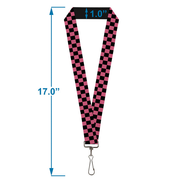 Buckle-Down Lanyard - 1.0" - Checker Black Honeysuckle Red