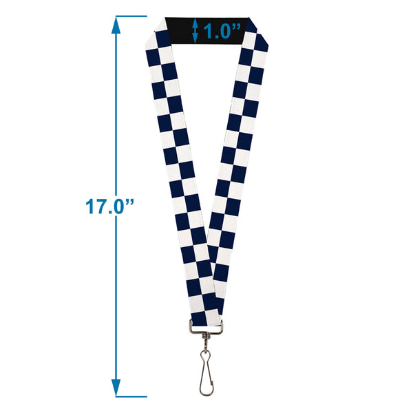 Buckle-Down Lanyard - 1.0" - Checker Midnight Blue White