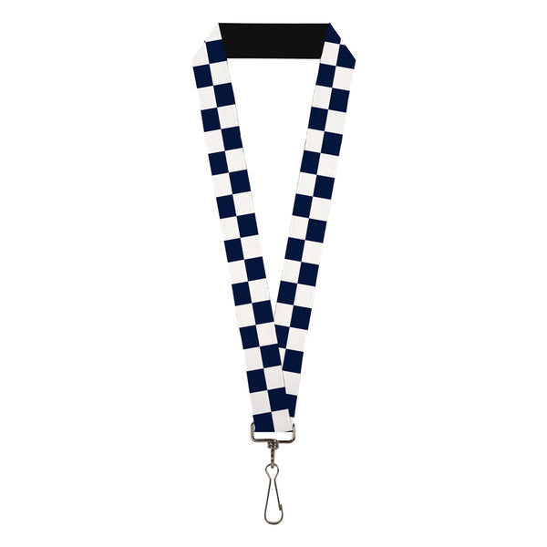 Buckle-Down Lanyard - 1.0" - Checker Midnight Blue White