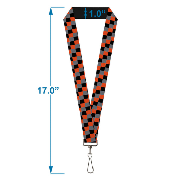 Buckle-Down Lanyard - 1.0" - Checker Trio Gray Black Red