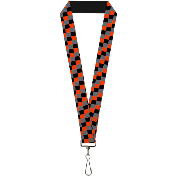 Buckle-Down Lanyard - 1.0" - Checker Trio Gray Black Red