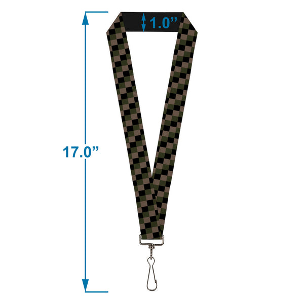 Buckle-Down Lanyard - 1.0" - Checker Trio Tan Black Olive