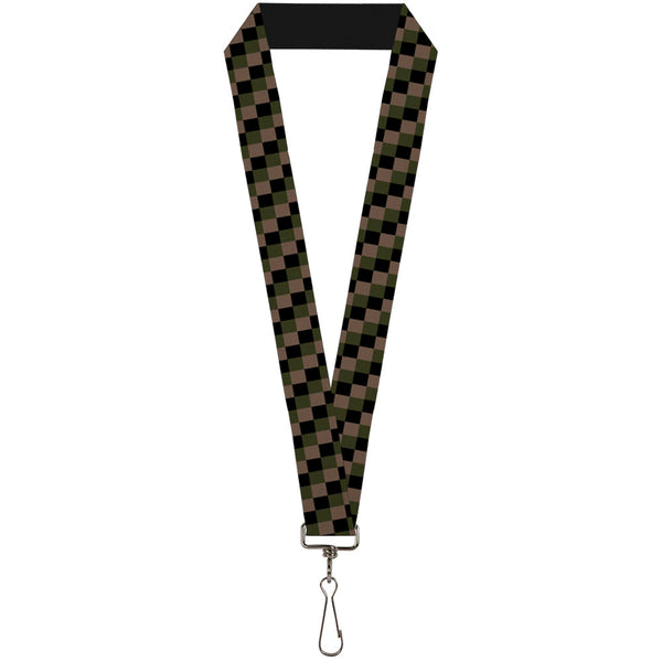 Buckle-Down Lanyard - 1.0" - Checker Trio Tan Black Olive