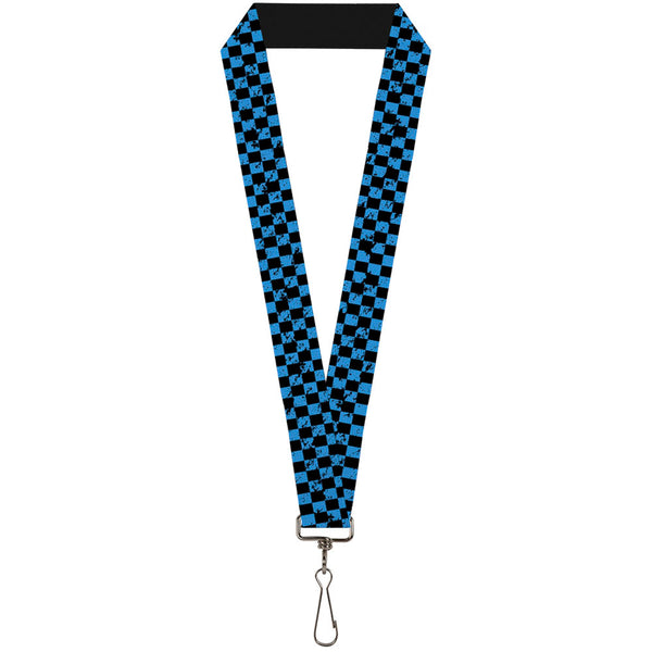 Buckle-Down Lanyard - 1.0" - Checker Weathered Black Turquoise