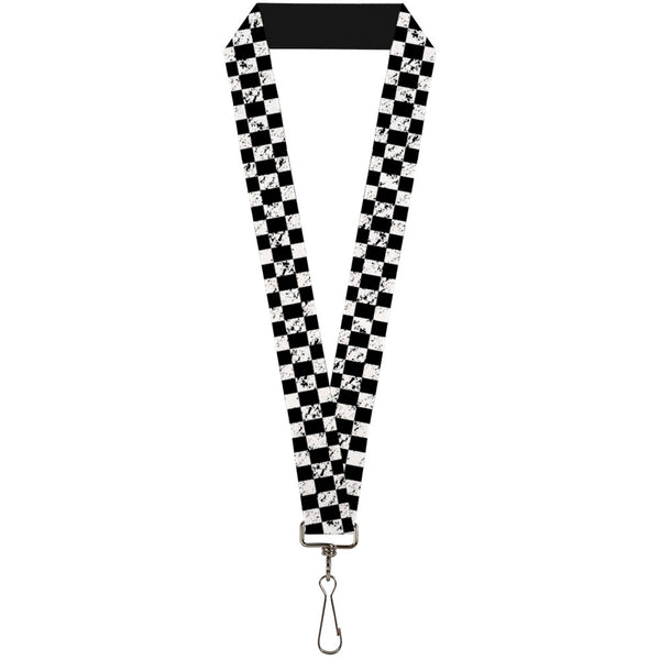 Buckle-Down Lanyard - 1.0" - Checker Weathered2 Black White