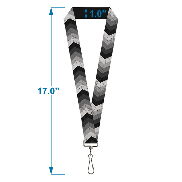 Buckle-Down Lanyard - 1.0" - Chevron Weathered Black Grays