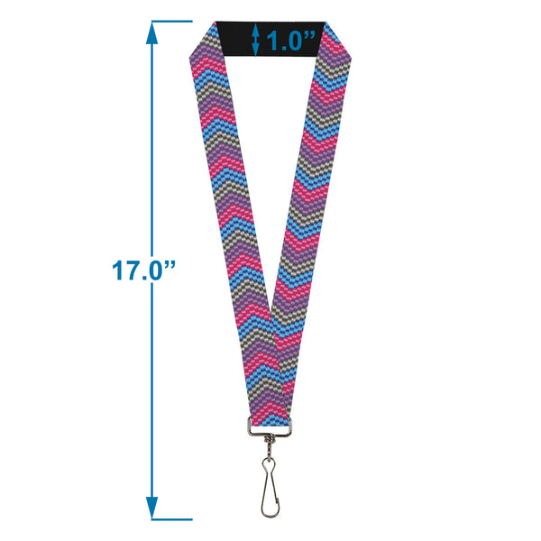 Buckle-Down Lanyard - 1.0" - Chevron Weave Gray Lavender Pink Baby Blue