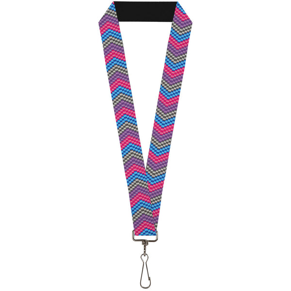 Buckle-Down Lanyard - 1.0" - Chevron Weave Gray Lavender Pink Baby Blue