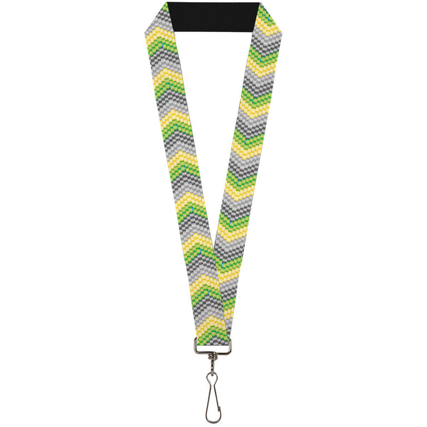 Buckle-Down Lanyard - 1.0" - Chevron Weave Grays Yellow Green