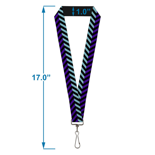 Buckle-Down Lanyard - 1.0" - Chevron3 Split Turquoise Purple Black