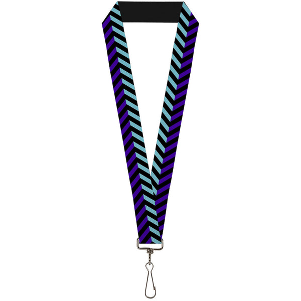 Buckle-Down Lanyard - 1.0" - Chevron3 Split Turquoise Purple Black
