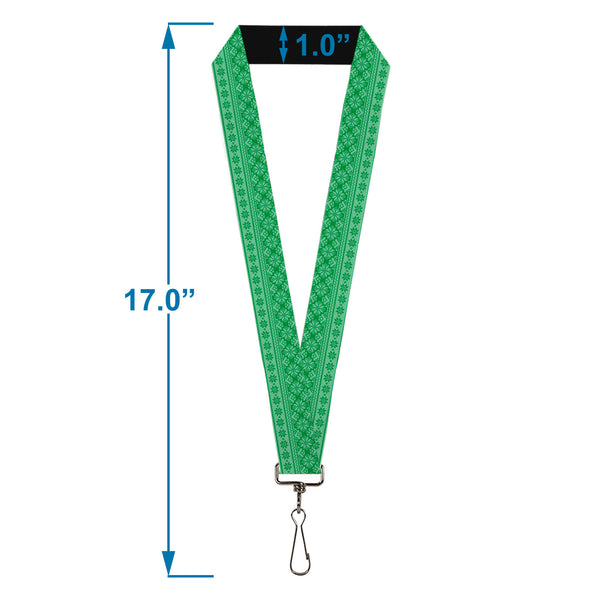 Buckle-Down Lanyard - 1.0" - Christmas Holiday Fair Isle Stitch Pattern Greens