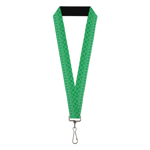 Buckle-Down Lanyard - 1.0" - Christmas Holiday Fair Isle Stitch Pattern Greens