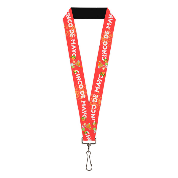 Buckle-Down Lanyard - 1.0" - CINCO DE MAYO Frozen Margarita/Flowers Pink/White/Yellows/Greens