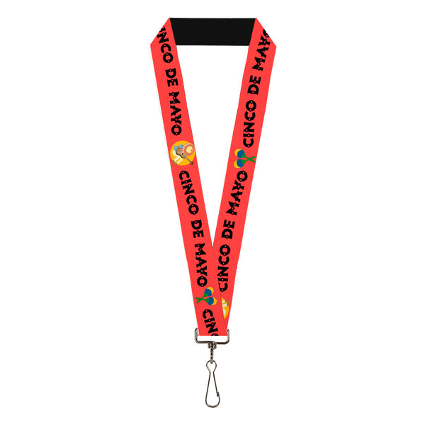 Buckle-Down Lanyard - 1.0" - CINCO DE MAYO Maracas/Musician Pink/Black