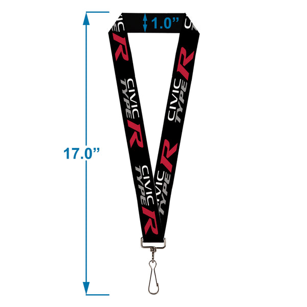 Buckle-Down Lanyard - 1.0" - CIVIC TYPE R Black/White/Gray/Red