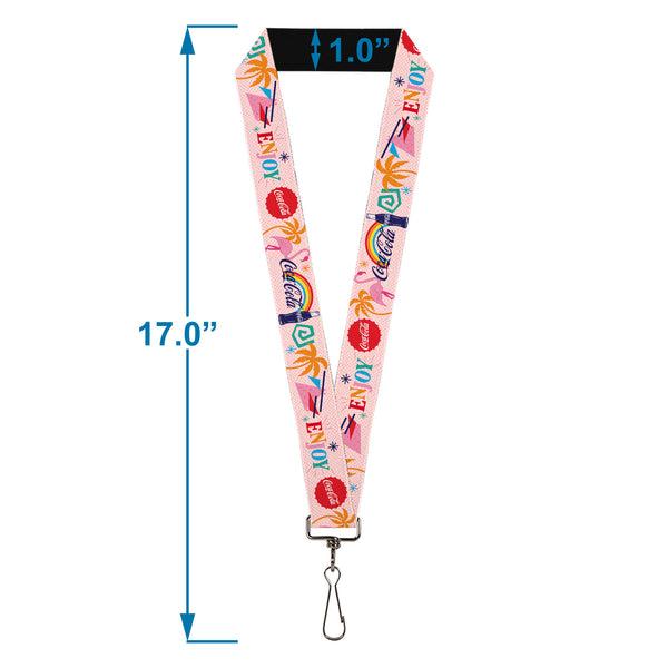 Buckle-Down Lanyard - 1.0" - Coca-Cola ENJOY Vibrant Icons Collage Pinks/Multi Color