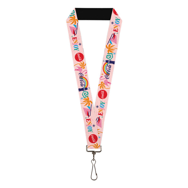 Buckle-Down Lanyard - 1.0" - Coca-Cola ENJOY Vibrant Icons Collage Pinks/Multi Color