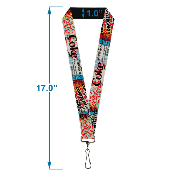 Buckle-Down Lanyard - 1.0" - COKE IS IT Pop Art Collage Multi Color