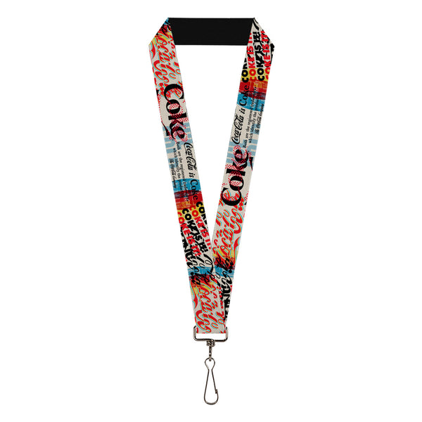 Buckle-Down Lanyard - 1.0" - COKE IS IT Pop Art Collage Multi Color