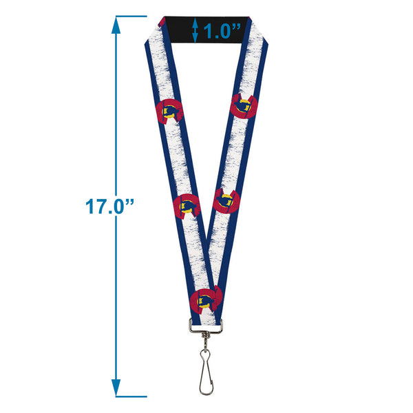 Buckle-Down Lanyard - 1.0" - Colorado Flag Snowboarder Weathered