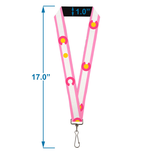 Buckle-Down Lanyard - 1.0" - Colorado Flags5 Repeat Light Pink White Pink Yellow