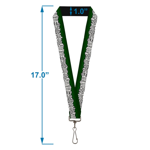 Buckle-Down Lanyard - 1.0" - Colorado Mountains Green White Black Text