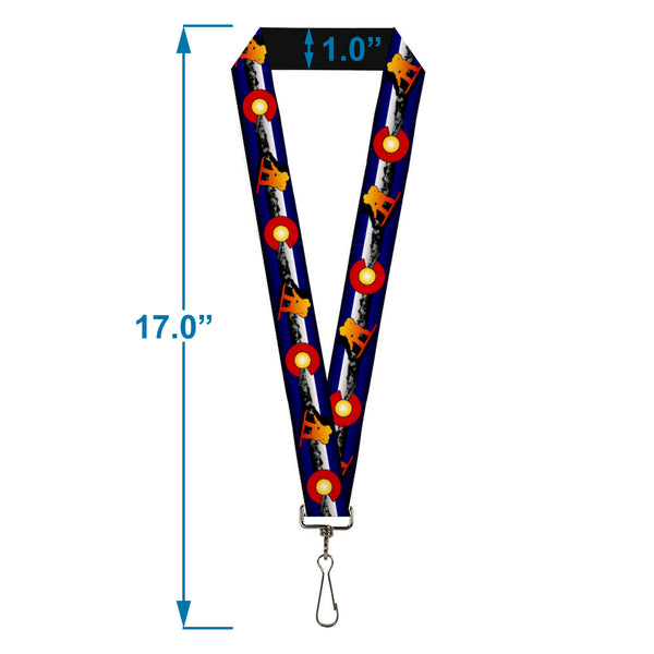 Buckle-Down Lanyard - 1.0" - Colorado Snowboarder3 Orange/Mountains