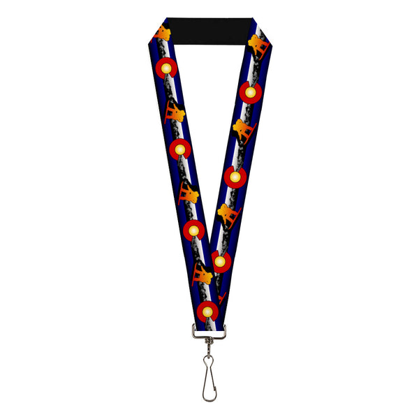 Buckle-Down Lanyard - 1.0" - Colorado Snowboarder3 Orange/Mountains