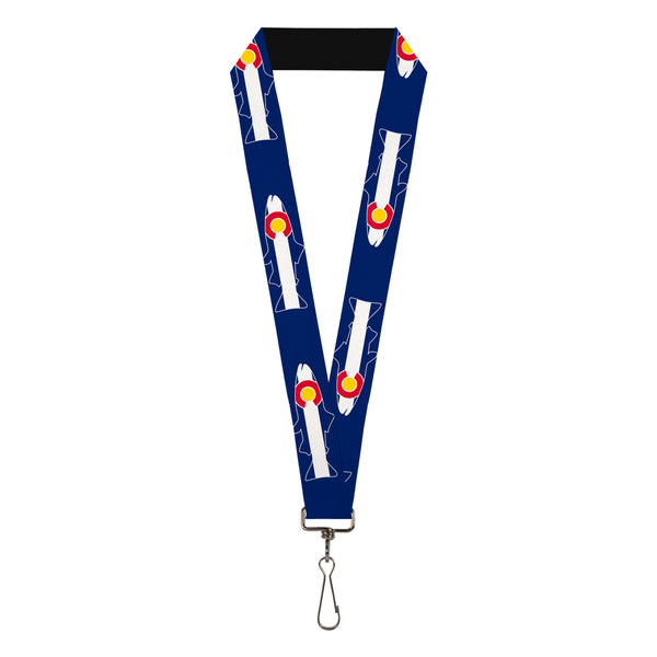 Buckle-Down Lanyard - 1.0" - Colorado Trout Flag Blue White Red Yellow