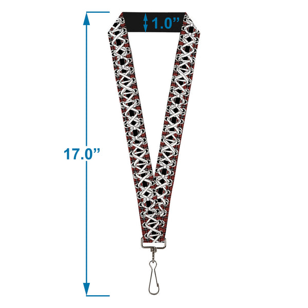 Buckle-Down Lanyard - 1.0" - Corset Lace Up Red Plaid Black