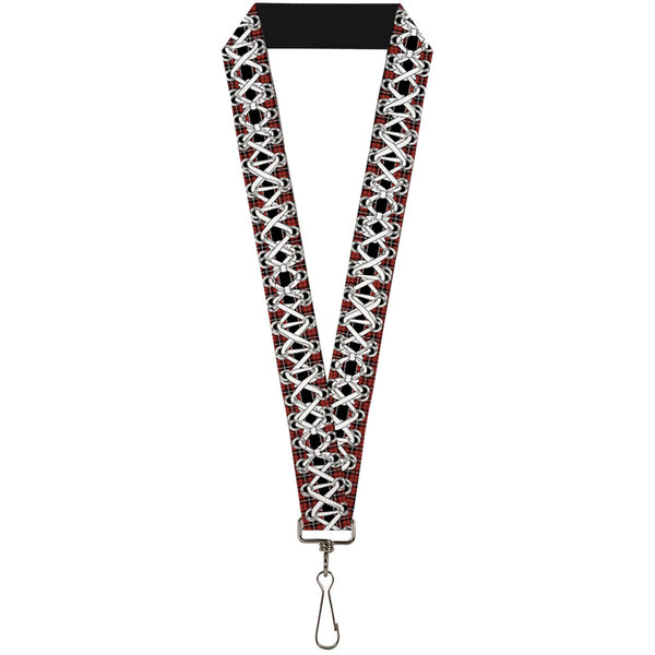 Buckle-Down Lanyard - 1.0" - Corset Lace Up Red Plaid Black