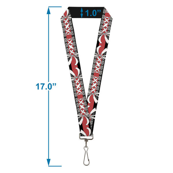 Buckle-Down Lanyard - 1.0" - Corset Lace Up W Bow Black Red