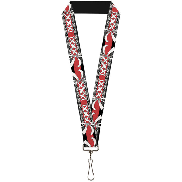 Buckle-Down Lanyard - 1.0" - Corset Lace Up w Bow Black Red