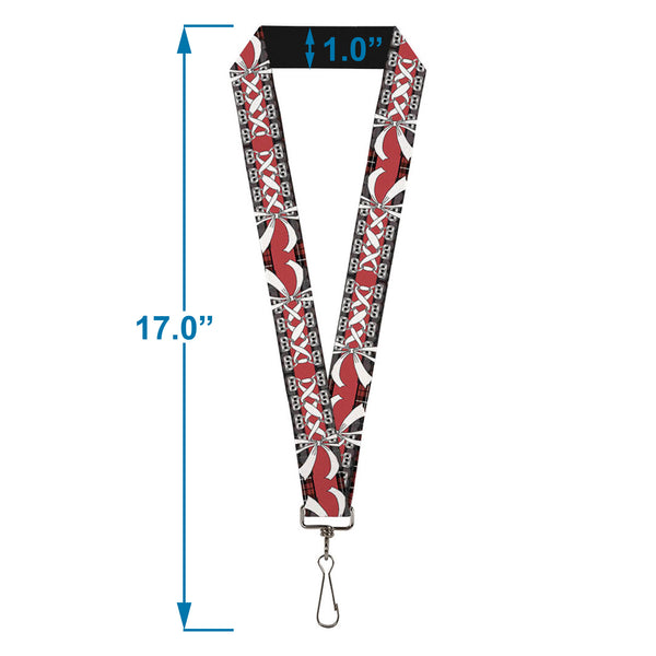 Buckle-Down Lanyard - 1.0" - Corset Lace Up W Bow Red Plaid Red