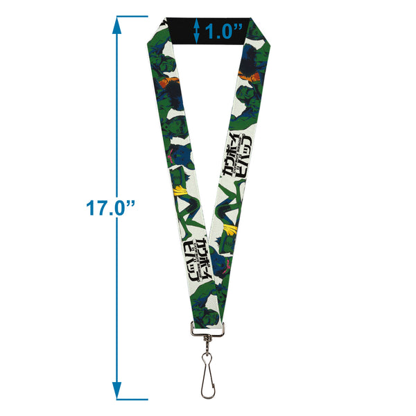 Buckle-Down Lanyard - 1.0" - COWBOY BEBOP Crew Group Pose And Title Logo White/Black/Greens