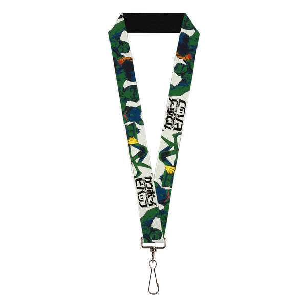 Buckle-Down Lanyard - 1.0" - COWBOY BEBOP Crew Group Pose and Title Logo White/Black/Greens